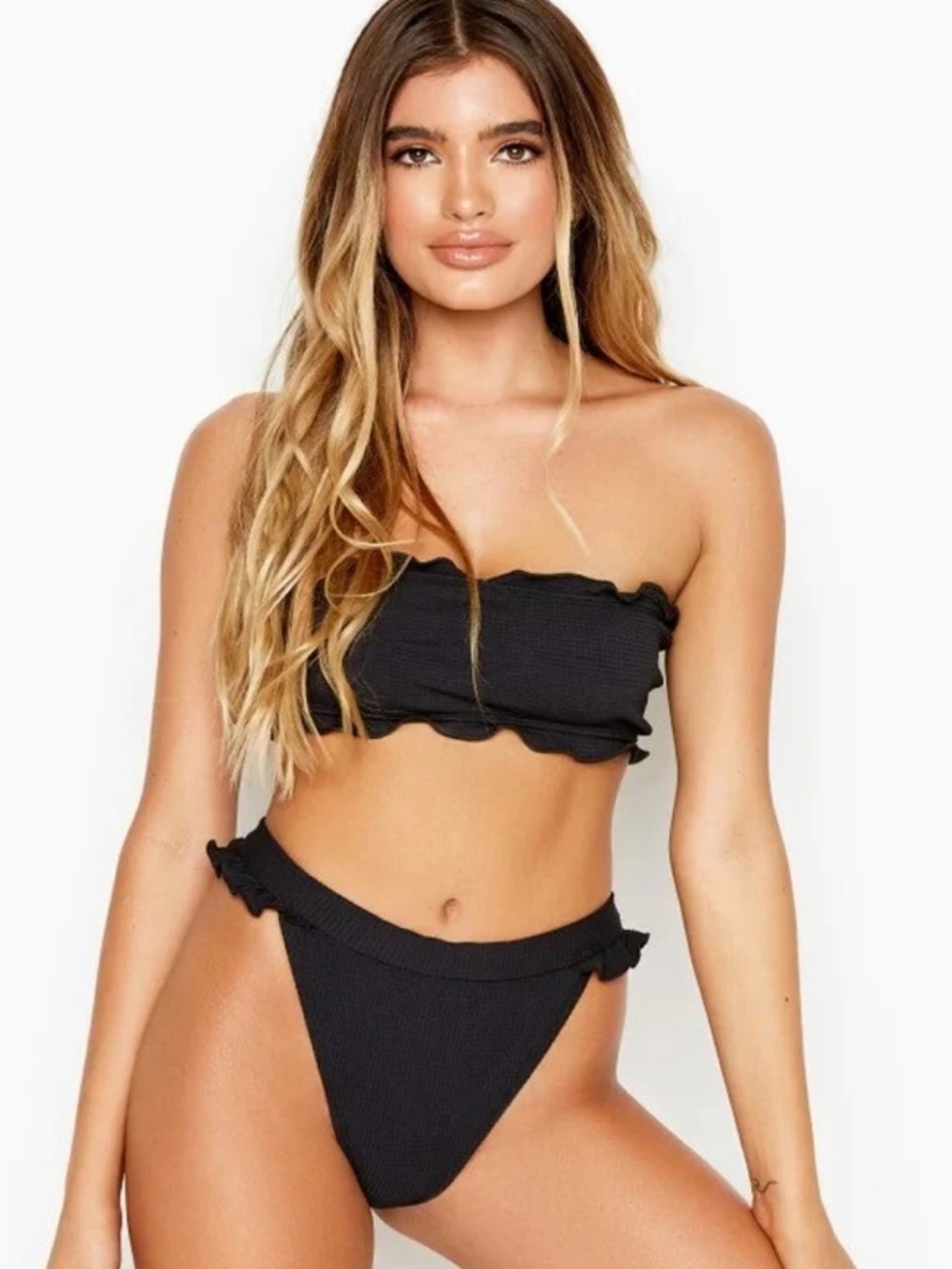 Ris-K Prowl XS Black Bandeau Bikini Swim Top NWT